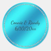 Aquamarin Blue Wedding Sticker (Vorderseite)