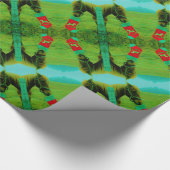 aquamarin Blue: Weihnachtspferd mit Weihnachten St Geschenkpapier (Ecke)