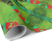 aquamarin Blue: Weihnachtspferd mit Weihnachten St Geschenkpapier (Rolleneckpunkt)