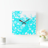 Aquamarin Blue White Abstrakt Pattern Modernes Ges Quadratische Wanduhr (Zuhause)