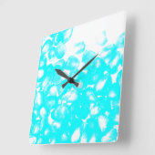 Aquamarin Blue White Abstrakt Pattern Modernes Ges Quadratische Wanduhr (Winkel)