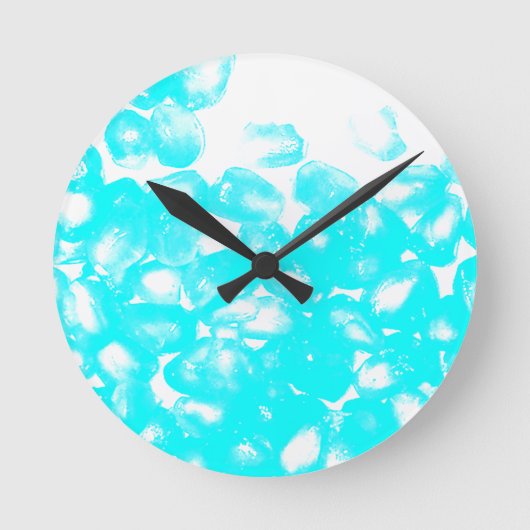 Aquamarin Blue White Abstrakt Pattern Modernes Ges Runde Wanduhr (Vorderseite)