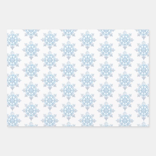 Aquamarin Blue White Christmas Snowflakes Geschenkpapier Set (Vorderseite)