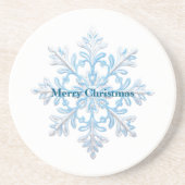 Aquamarin Blue White Christmas Snowflakes Getränkeuntersetzer (Vorne)