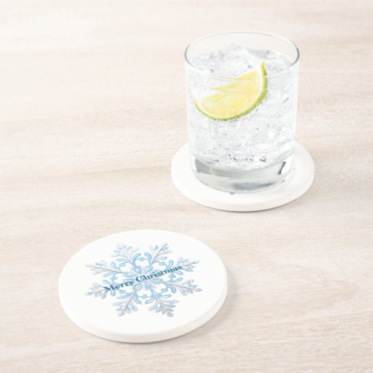 Aquamarin Blue White Christmas Snowflakes Getränkeuntersetzer (Seite)