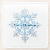 Aquamarin Blue White Christmas Snowflakes Glasuntersetzer (Vorderseite)