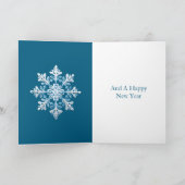 Aquamarin Blue White Christmas Snowflakes Karte (Innenseite)