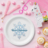 Aquamarin Blue White Christmas Snowflakes Pappteller (Party)