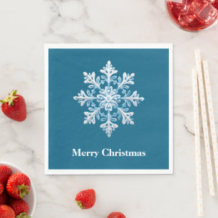 Aquamarin Blue White Christmas Snowflakes Serviette