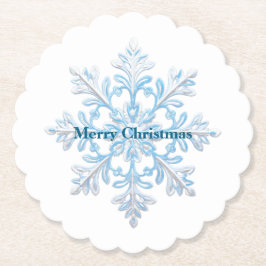 Aquamarin Blue White Christmas Snowflakes Untersetzer
