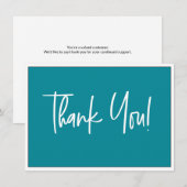 Aquamarin Blue White Company Logo Soziale Dankesch Dankeskarte (Vorne/Hinten)