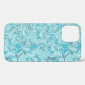 Aquamarin Blue White Elegante Paisley Pattern Case-Mate iPhone Hülle (Rückseite (Horizontal))