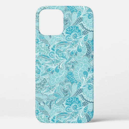 Aquamarin Blue White Elegante Paisley Pattern Case-Mate iPhone Hülle (Rückseite)