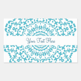 Aquamarin Blue White Elegany Classy Lace Perxonali Rechteckiger Aufkleber