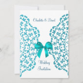 Aquamarin Blue White Elegany Lace Hochzeit Einladung (Vorderseite)