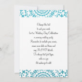 Aquamarin Blue White Elegany Lace Hochzeit Einladung (Rückseite)