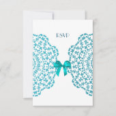 Aquamarin Blue White Elegany Lace Hochzeit Einladung (Vorderseite)