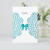 Aquamarin Blue White Elegany Lace Hochzeit Einladung (Stehend Vorderseite)