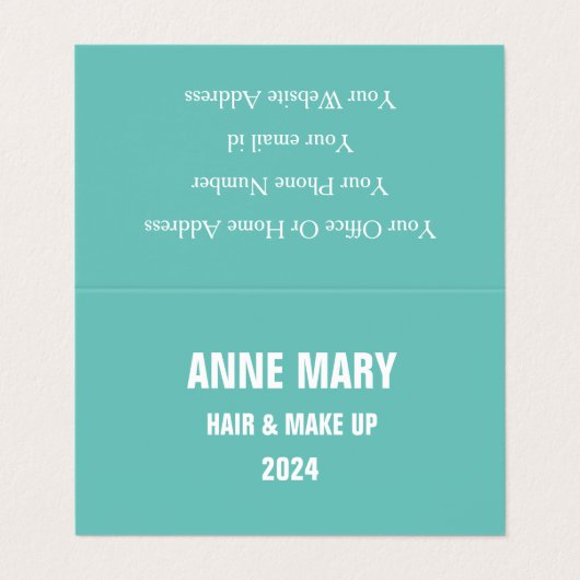 Aquamarin Blue White Hair Salon Makeup Modern 2024 Visitenkarten (Außenseite Aufgefaltet)