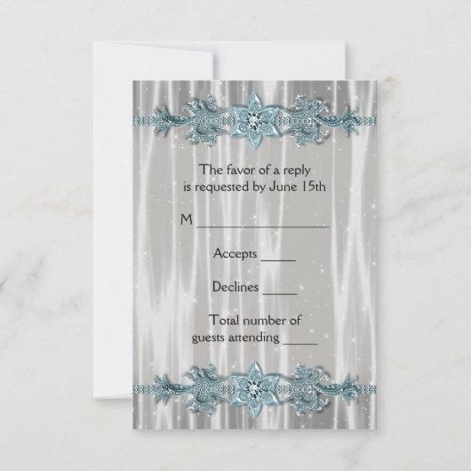 Aquamarin Blue White Masquerade Party UAWG RSVP Karte (Rückseite)