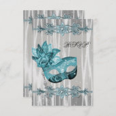 Aquamarin Blue White Masquerade Party UAWG RSVP Karte (Vorne/Hinten)