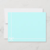 Aquamarin Blue White Ribbon Bow Classic Elegant Ei Mitteilungskarte (Rückseite)