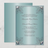 Aquamarin Blue White Wedding Einladungen (Vorne/Hinten)