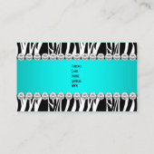 Aquamarin Blue Wild Zebra Black Diamond Look Image Visitenkarte (Rückseite)