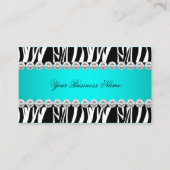Aquamarin Blue Wild Zebra Black Diamond Look Image Visitenkarte (Vorderseite)