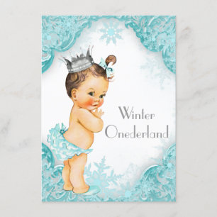 Aquamarin Blue Winter Onederland 1. Geburtstag Par Einladung