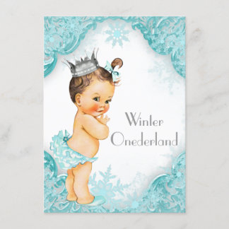 Aquamarin Blue Winter Onederland 1. Geburtstag Par Einladung
