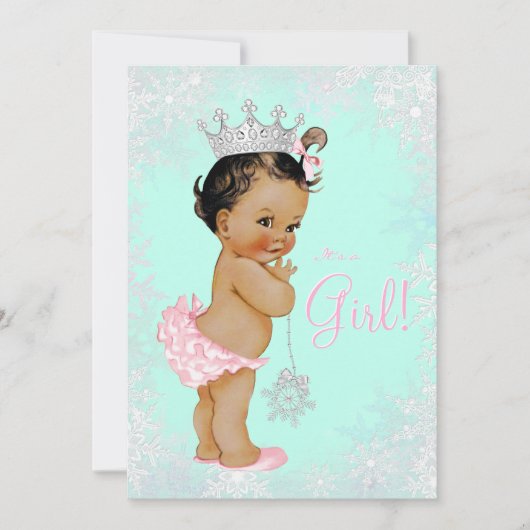 Aquamarin Blue Winter Wonderland Baby Dusche Einladung (Vorderseite)