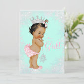 Aquamarin Blue Winter Wonderland Baby Dusche Einladung (Stehend Vorderseite)