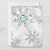 Aquamarin Blue Winter Wonderland Birthday Party Einladung (Rückseite)
