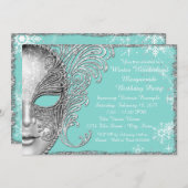 Aquamarin Blue Winter Wonderland Birthday Party Einladung (Vorne/Hinten)