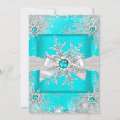 Aquamarin Blue Winter Wonderland Snowflake Silver Einladung (Rückseite)