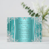 Aquamarin Blue Winter Wonderland Snowflake Silver RSVP Karte (Stehend Vorderseite)