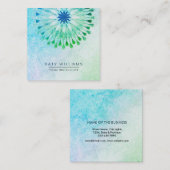 Aquamarin Blue Yoga Instructor Lotus Wasserfarben Quadratische Visitenkarte (Vorne/Hinten)