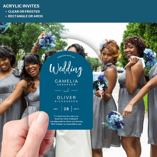 Aquamarin Blue Zazzle Acrylic Wedding lädt ein Acryleinladungen