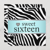 Aquamarin Blue Zebra 16 . Geburtstag Geburtstagspa Einladung (Vorne/Hinten)