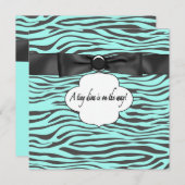Aquamarin Blue Zebra Baby Girl Dusche Einladung (Vorne/Hinten)