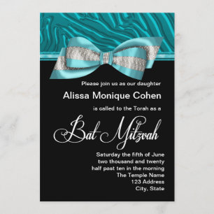 Aquamarin Blue Zebra Bat Mitzvah Einladung