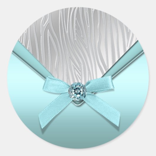 Aquamarin Blue Zebra Gastgeschenk Stickers (Vorderseite)
