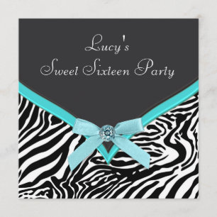 Aquamarin Blue Zebra Geburtstagsparty Einladung