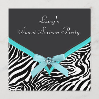Aquamarin Blue Zebra Geburtstagsparty Einladung