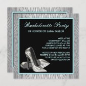 Aquamarin Blue Zebra High Heels Junggeselinnen-Abs Einladung (Vorne/Hinten)