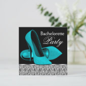Aquamarin Blue Zebra High Heels Junggeselinnen-Abs Einladung (Stehend Vorderseite)