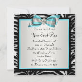 Aquamarin Blue Zebra Jeden Anlaß Party Einladung (Rückseite)