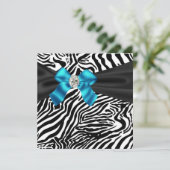 Aquamarin Blue Zebra Party Einladung (Stehend Vorderseite)