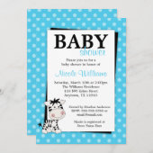 Aquamarin Blue Zebra Polka Dot Baby Dusche Einladu Einladung (Vorne/Hinten)